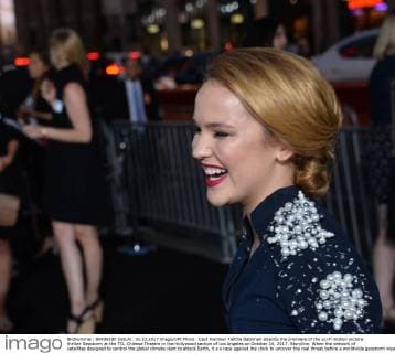 Cast member Talitha Bateman attends the premiere of the sci-fi motion picture thriller Geostorm at the TCL Chinese Theatre in the Hollywood section of Los Angeles on October 16, 2017. Storyline: When the network of satellites designed to control the global climate start to attack Earth, it s a race against the clock to uncover the real threat before a worldwide geostorm wipes out everything and everyone.  LAP20171016333 JIMxRUYMEN