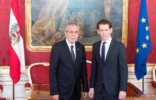Bilder des Tages Wien 17.10.2017, Praesidentschaftskanzlei, Wien, AUT, Bundespraesident empfaengt den OeVP-Chef zu einem informellen Gespraech anlaesslich der NR-Wahl 2017, im Bild v.l.n.r. Bundespraesident Alexander Van der Bellen und OeVP Bundesparteiobmann und Spitzenkandidat fuer die Nationalratswahl Sebastian Kurz federal president of Austria Alexander Van der Bellen and Austrian Foreign Minister Sebastian Kurz during meeting between federal president and Head of the Austrian Peoples Party due to Austrian general elections 2017 at Federal Presidents Office in Vienna, Austria on 2017 10 17, *** Vienna 17 10 2017 Praesidentschaftskanzlei Vienna AUT Federal President entgegenstrecken receives the OEVP Boss to a informal Conversation occasion the No Choice 2017 in Picture V l n r Federal President Alexander van the Bellen and OEVP Federal Party Chairm  EP_gru 