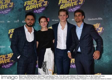 Aram Arami, Lena Schömann (Produzentin), Max von der Groeben und Lucas Reiber Weltpremiere Fack Ju Göhte 3 Mathäser Filmpalast Film, Kino, Fernsehen München 22. Oktober 2017