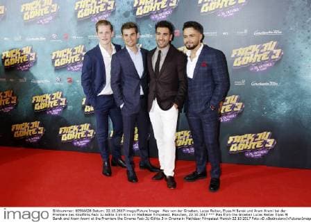 Max von der Groeben, Lucas Reiber, Elyas M Barek und Aram Arami bei der Premiere des Kinofilms Fack Ju Göhte 3 im Kino im Mathäser Filmpalast. München, 22.10.2017
