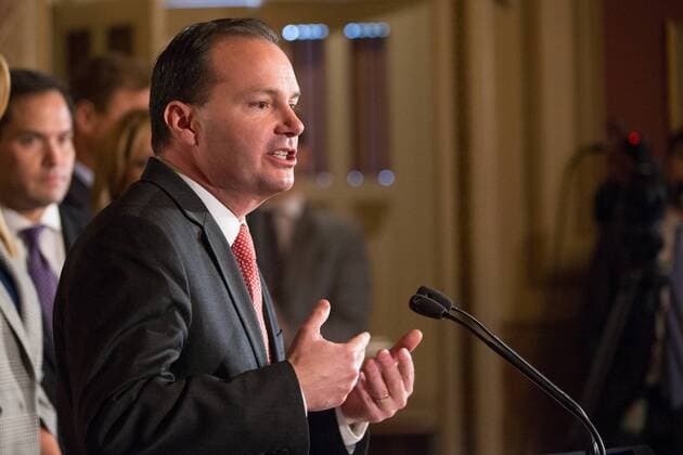 Sen. Mike Lee (R-Utah) speaks at a news conference with Ivanka Trump and Republican members of the House and Senate about the importance of increasing the Child Tax Credit on Capitol Hill in Washington, DC on October 25, 2017. The Child Tax Credit currently provides a credit of up to $1,000 on tax returns for each child under age 17 in a family.  WAS20171025540 ERINxSCHAFF