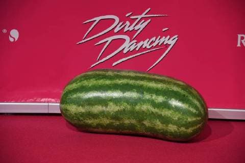 Eine Melone liegt auf den roten Teppich am 26.10.2017 in Köln zur Deutschlandpremiere des Musical Dirty Dancing.