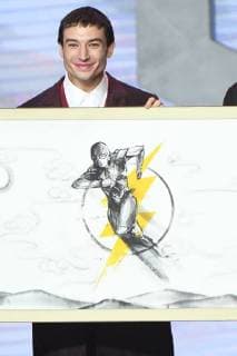 American actor and singer Ezra Miller attends a press conference for the movie Justice League in Beijing, China, 26 October 2017. Gal Gadot, Ben Affleck, and Henry Cavill team up to endorse film Justice League in Beijing  pbu701229_21