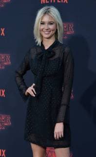Actress Isabel May attends the premiere of Netflix s Stranger Things Season 2 at the Regency Bruin Theatre in Los Angeles on October 26, 2017. Storyline: When a young boy disappears, his mother, a police chief, and his friends must confront terrifying forces in order to get him back.  LAP2017102672 JIMxRUYMEN