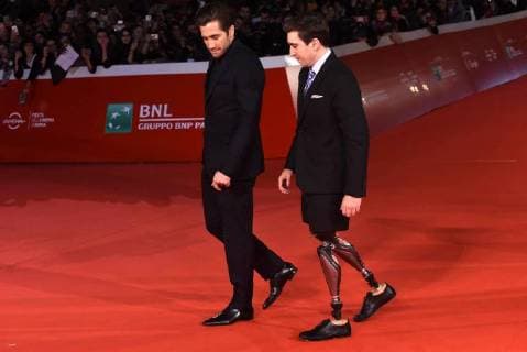 Filmfestival Rom: Stronger Premiere Foto IPP Gioia Botteghi 28 10 2017 Roma Festa del cinema di Roma red carpet Jake Gyllenhaal e Jeff Bauman Italy Photo Press - World Copyright  0