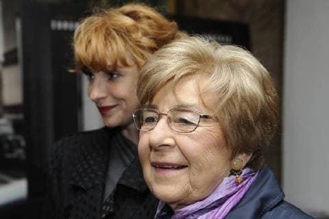 Actress Vica Kerekes (left) and Jana Kanska (right), daughter of Milada Horakova, attend the premiere of the Milada film in Prague, Czech Republic, on October 31, 2017. Milada Horakova (1901-1950) was a Czech politician, which was executed on charges of conspiracy and treason by Communist Party of Czechoslovakia. She was cleared of all charges in the 1990s, her execution was a judicial murder. (CTKxPhoto OndrejxDeml) CTKPhotoP201710310978701  dml 003