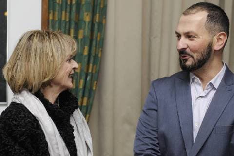 Czech actress Tatjana Medvecka (left) and director David Mrnka attend the premiere of the Milada film in Prague, Czech Republic, on October 31, 2017. Milada Horakova (1901-1950) was a Czech politician, which was executed on charges of conspiracy and treason by Communist Party of Czechoslovakia. She was cleared of all charges in the 1990s, her execution was a judicial murder. (CTKxPhoto OndrejxDeml) CTKPhotoP201710311013201  dml 007