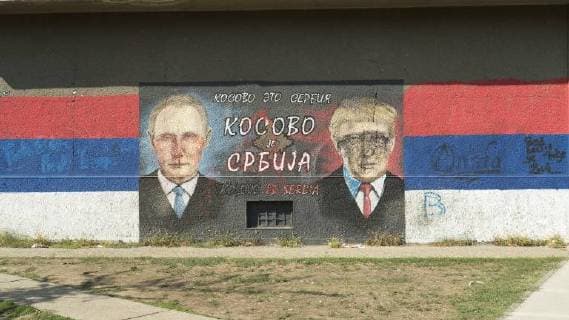 Kosovo is Serbia Graffity in New Belgrade with Serbian Flag: Kosovo is Serbia, 2.10.2017, *** Kosovo IS Serbia Graffity in New Belgrade With Serbian Flag Kosovo IS Serbia 2 10 2017