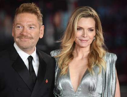 British actor Kenneth Branagh and American actress Michelle Pfeiffer attend the world premiere of Murder On The Orient Express at Royal Albert Hall in London on November 2, 2017.  LON20171102128 RUNExHELLESTAD
