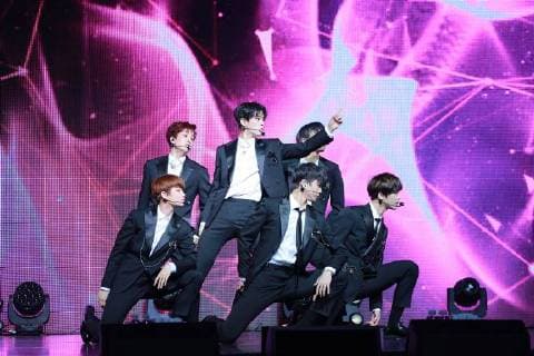 Members of South Korean boy band Astro perform during a press conference for their mini album Dream Part.02 in Seoul, South Korea, 1 November 2017. Astro team up with mini album Dream Part.02 in Seoul  20171102_24703
