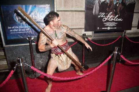 The Stolen Premiere London.UK. Maoris perform the Haka at The World Premiere of The Stolen at The Odeon Covent Garden, London. 2nd November 2017. LMK370-S893-031117 