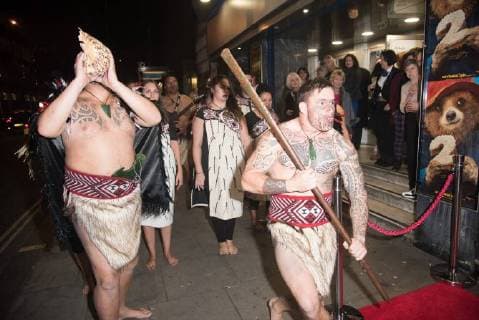 The Stolen Premiere London.UK. Maoris perform the Haka at The World Premiere of The Stolen at The Odeon Covent Garden, London. 2nd November 2017. LMK370-S893-031117 