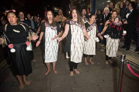 The Stolen Premiere London.UK. Maoris perform the Haka at The World Premiere of The Stolen at The Odeon Covent Garden, London. 2nd November 2017. LMK370-S893-031117 