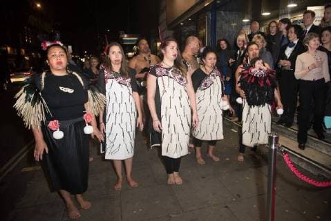 The Stolen Premiere London.UK. Maoris perform the Haka at The World Premiere of The Stolen at The Odeon Covent Garden, London. 2nd November 2017. LMK370-S893-031117 