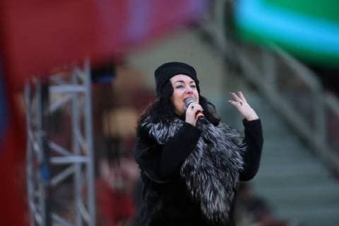 MOSCOW, RUSSIA - NOVEMBER 4, 2017: Singer Tamara Gverdtsiteli performs at a concert titled Russia Unites! marking Russia s National Unity Day at Moscow s Luzhniki Stadium. Sergei Bobylev TASS  TS067D7C