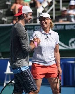 DELRAY BEACH FL NOVEMBER 04 Martina Navratilova and Timothy Olyphant attend the Chris Evert Raymond James Pro Celebrity Tennis Classic at the Delray Beach Tennis Center on November 4 2017 in Delray Beach Florida Copyright: xmpi04x