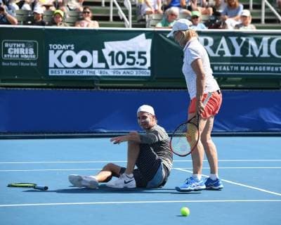 DELRAY BEACH FL NOVEMBER 04 Martina Navratilova and Timothy Olyphant attend the Chris Evert Raymond James Pro Celebrity Tennis Classic at the Delray Beach Tennis Center on November 4 2017 in Delray Beach Florida Copyright: xmpi04x