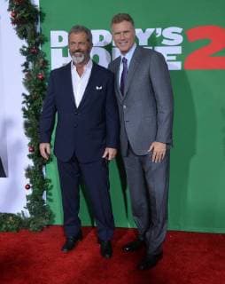 Cast members Mel Gibson (L) and Will Ferrel attend the premiere of the motion picture comedy Daddy s Home 2 at the Regency Village Theatre in the Westwood section of Los Angeles on November 5, 2017. Storyline: Brad and Dusty must deal with their intrusive fathers during the holidays.  LAP2017110595 JIMxRUYMEN