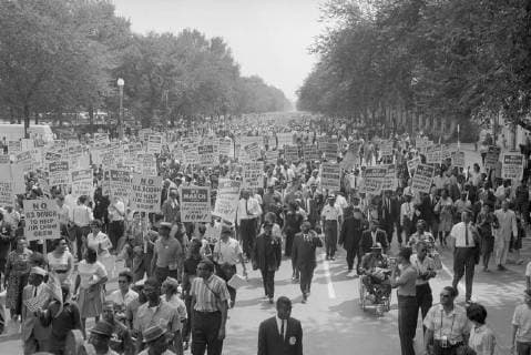 IMAGO History, U.S. Bürgerrechtsbewegung: 1954-1968 August 28 1963 A large group of activists at the March on Washington during the civil rights movement  Copyright: StocktrekxImages STK501193A