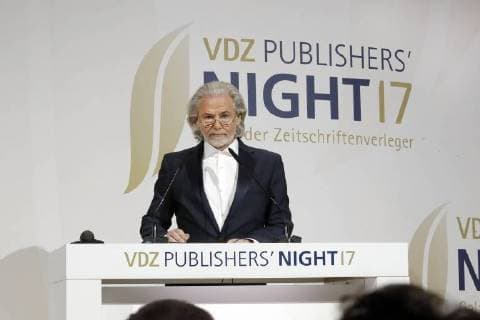 Dr. Hermann Buehlbecker (Inhaber LAMBERTZ) bei Publisher s Night 2017 in der Telekom Hauptstadtrepraesentanz Berlin.