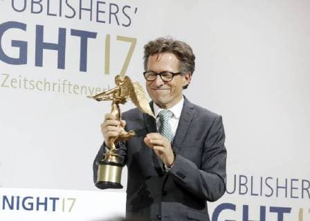 Preistraeger Markus Mosa (EDEKA) bei Publisher s Night 2017 in der Telekom Hauptstadtrepraesentanz Berlin.