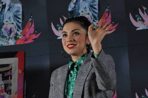 November 7, 2017 - Mexico City, Mexico, Mexico - Singer Mon Laferte during La Trenza Deluxe album press conference receives the Triple Platinum Disk Award on November 07, 2017 in Mexico City, Mexico Mexico City Mexico  - ZUMAn230 20171107_zaa_n230_212 Copyright: xCarlosxTischlerx