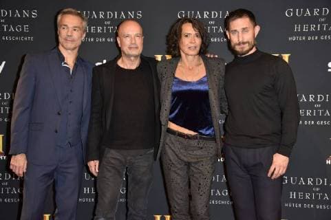 Hannes Jaenicke, Christian Berkel, Ulrike Folkerts und Clemens Schick beim Preview Screening der TV-Dokumentation Guardians of Heritage - Hüter der Geschichte im Bode Museum. Berlin, 07.11.2017