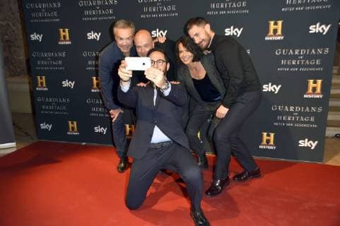 Hannes Jaenicke, Christian Berkel, Emanuel Rotstein, Ulrike Folkerts und Clemens Schick beim Preview Screening der TV-Dokumentation Guardians of Heritage - Hüter der Geschichte im Bode Museum. Berlin, 07.11.2017