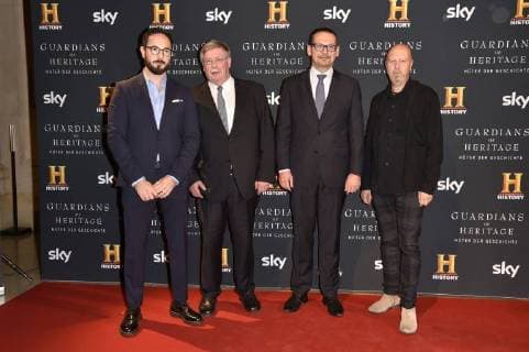 Emanuel Rotstein, Günther Schauerte, Markus Hilgert und Andreas Weinek beim Preview Screening der TV-Dokumentation Guardians of Heritage - Hüter der Geschichte im Bode Museum. Berlin, 07.11.2017