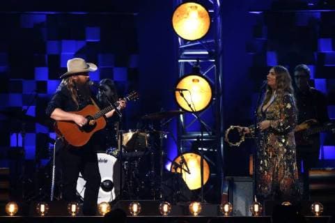 Chris Stapleton performs on stage at the 51st Annual Country Music Association Awards on November 8, 2017 at the Bridgestone Arena in Nashville.  NAS20171108294 JOHNxSOMMERSxII