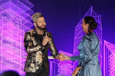 10.11.2017 Frankfurt am Main, Fraport-Arena FRANKfurtstyleaward Gala Talent-Contest Fashion and Design Modedesigner Harald Glööckler und Hannemie Stitz-Krämer President & Founder of FRANKFURT STYLE AWARD