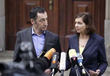 Grünen-Vorsitzende Cem Özdemir, Grünen-Fraktionschefin Katrin Göring-Eckardt, Deutschland, Berlin, Deutsche Parlamentarische Gesellschaft, Sondierungsgesprächen: CDU, CSU, FDP und Bündnis 90 Die Grünen