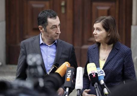 Grünen-Vorsitzende Cem Özdemir, Grünen-Fraktionschefin Katrin Göring-Eckardt, Deutschland, Berlin, Deutsche Parlamentarische Gesellschaft, Sondierungsgesprächen: CDU, CSU, FDP und Bündnis 90 Die Grünen *** Greens Chairman Cem Özdemir Greens Group leader Katrin Goering Eckardt Germany Berlin German Parliamentary Society Exploratory talks CDU CSU FDP and Alliance 90 the Greens