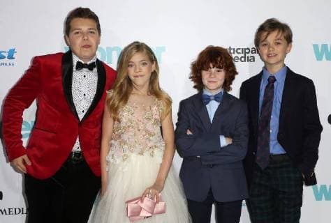 WESTWOOD CA NOVEMBER 14 Noah Jupe Ty Consiglio James Hughes Elle McKinnon Kyle Breitkopf at Premiere Of Lionsgate s Wonder on November 14 2017 at the Regency Village Theatre in Westwood California Copyright: xFayexSadoux
