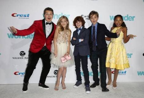 WESTWOOD CA NOVEMBER 14 Noah Jupe Ty Consiglio James Hughes Elle McKinnon Kyle Breitkopf Millie Davis at Premiere Of Lionsgate s Wonder on November 14 2017 at the Regency Village Theatre in Westwood California Copyright: xFayexSadoux