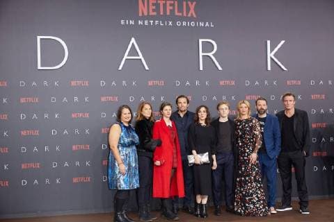 Kelly Luegenbiehl, Karoline Eichhorn, Jantje Friese, Quirin Berg, Maja Schoene, Louis Hofmann, Joerdis Triebel, Baran bo Odar and Oliver Masucci - Europapremiere der ersten deutschen Netflix Original Serie DARK im Zoopalast in Berlin am 20.11.207. Europapremiere DARK