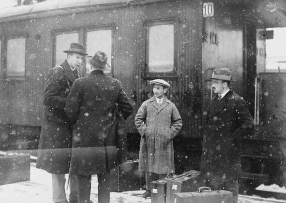 Amundsen Ellsworth Polar Flight Roald Amundsen will shortly arrive at Spitzbergen , the starting point for the commencement of his great attempt to reach the North Pole by air Mechanic Feuchet , Aeroplane No 2 7 April 1925, Copyright: Topfoto  UnitedArchivesEU015012