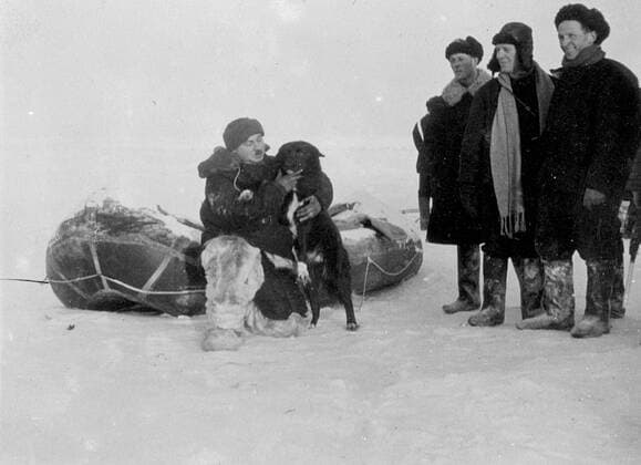 First, an exclusive pictures of the rescue of the North Pole expedition from their ice floe. These pictures, which had just arrived in London, the first (and exclusive) pictures of the rescue of the four Russian scientists and their dog, Jolly, from the small ice floe after they had drifted for nine months from the North Pole towards the coast of Greenland. The scientists, Ivan Papanin (leader), Ernest Krenkel (radio operator), Pyotr Shirshov (Marine biologist), Eugene Federov (astronomer), were taken from the ice camp by the Soviet icebreakers Taimir and Murman as the ice was crumbling beneath them and they were in grave danger. The first to reach the camp was Gennady Vlasov, the airman of the rescue expedition, who landed his plane on the ice. As these pictures show, the scientists seem to be in excellent physical condition and  UnitedArchivesEU052832