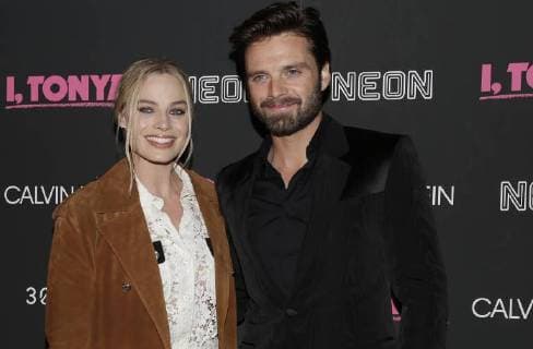 Margot Robbieand Sebastian Stan arrive on the red carpet at the I, Tonya New York Premiere at Village East Cinema on November 28, 2017 in New York City.  NYP20171128110 JOHNxANGELILLO