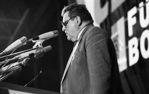 Franz-Josef Strauß bei der CDU 1979 DEU, Deutschland, Bochum: Der bayrische Ministerpraesident Franz-Josef Strauß bei einer Wahlveranstaltung der CDU am 20.09.1979 in Bochum. DEU, Germany, Bochum: Bavarian Prime Minister Franz-Josef Strauß at a CDU Election Event in Bochum on 20.09.1979 NRW