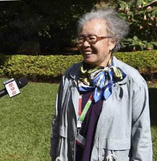(171205) -- NAIROBI, Dec. 5, 2017 -- Representative Chen Yanxian from the Saihanba Afforestation Community receives an interview with Xinhua in Nairobi, Kenya, Dec. 5, 2017. Saihanba Afforestation Community in north China s Hebei Province received the United Nations highest environmental honor, the Champions of the Earth award, during the UN Environment Assembly in Nairobi, for transforming degraded land into a lush paradise. ) (lrz) KENYA-NAIROBI-UN-AWARD-SAIHANBA ChenxCheng 