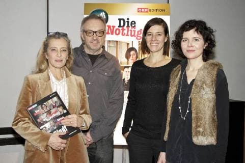 Kathrin Zechner, Josef Hader, Pia Hierzegger und Marie Kreutzer bei der Präsentation der ORF-Stadtkomödie Die Notlüge in ORF-Zentrum. Wien, 06.12.2017