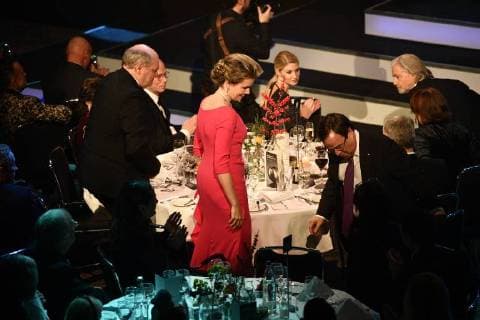 Queen Mathilde of Belgium pictured during the ceremony of the Honorary National German Sustainability Award, given to Queen Mathilde of Belgium, in Dusseldorf, Germany, Friday 08 December 2017.  YORICKxJANSENS 05215531