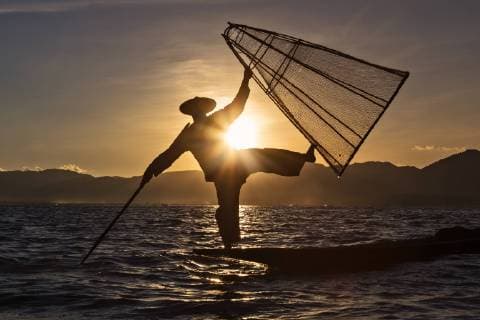 Fisherman, Inle Lake, Myanmar, Asia