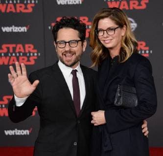 J.J. Abrams and Katie McGrath attend the premiere of the sci-fi motion picture fantasy Star Wars: The Last Jedi at the Shrine Auditorium in Los Angeles on December 9, 2017. Storyline: Having taken her first steps into the Jedi world, Rey joins Luke Skywalker on an adventure with Leia, Finn and Poe that unlocks mysteries of the Force and secrets of the past.  LAP2017120944 JIMxRUYMEN