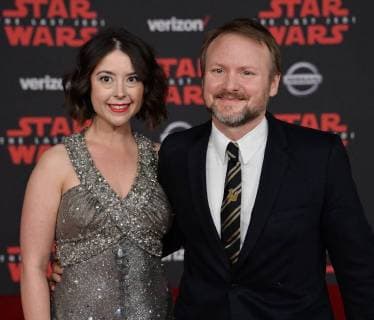 Director director Rian Johnson and Karina Longworth attend the premiere of the sci-fi motion picture fantasy Star Wars: The Last Jedi at the Shrine Auditorium in Los Angeles on December 9, 2017. Storyline: Having taken her first steps into the Jedi world, Rey joins Luke Skywalker on an adventure with Leia, Finn and Poe that unlocks mysteries of the Force and secrets of the past.  LAP2017120910 JIMxRUYMEN