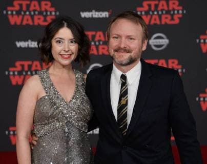 Director director Rian Johnson and Karina Longworth attend the premiere of the sci-fi motion picture fantasy Star Wars: The Last Jedi at the Shrine Auditorium in Los Angeles on December 9, 2017. Storyline: Having taken her first steps into the Jedi world, Rey joins Luke Skywalker on an adventure with Leia, Finn and Poe that unlocks mysteries of the Force and secrets of the past.  LAP2017120913 JIMxRUYMEN