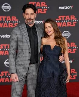 Actors Joe Manganiello and Sofia Vergara attend the premiere of the sci-fi motion picture fantasy Star Wars: The Last Jedi at the Shrine Auditorium in Los Angeles on December 9, 2017. Storyline: Having taken her first steps into the Jedi world, Rey joins Luke Skywalker on an adventure with Leia, Finn and Poe that unlocks mysteries of the Force and secrets of the past.  LAP2017120942 JIMxRUYMEN