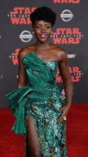 Cast member Lupita Nyong o attends the premiere of the sci-fi motion picture fantasy Star Wars: The Last Jedi at the Shrine Auditorium in Los Angeles on December 9, 2017. Storyline: Having taken her first steps into the Jedi world, Rey joins Luke Skywalker on an adventure with Leia, Finn and Poe that unlocks mysteries of the Force and secrets of the past.  LAP2017120945 JIMxRUYMEN