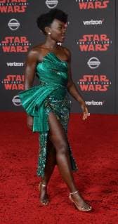 Cast member Lupita Nyong o attends the premiere of the sci-fi motion picture fantasy Star Wars: The Last Jedi at the Shrine Auditorium in Los Angeles on December 9, 2017. Storyline: Having taken her first steps into the Jedi world, Rey joins Luke Skywalker on an adventure with Leia, Finn and Poe that unlocks mysteries of the Force and secrets of the past.  LAP2017120947 JIMxRUYMEN